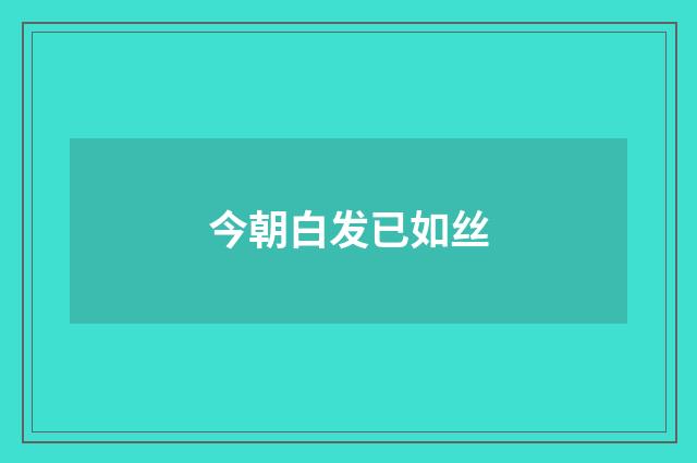 今朝白发已如丝