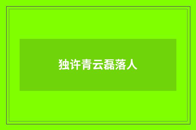 独许青云磊落人