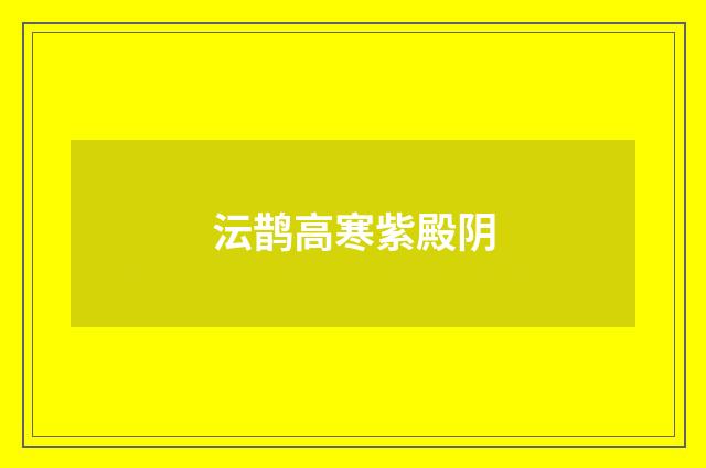 沄鹊高寒紫殿阴