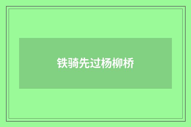 铁骑先过杨柳桥
