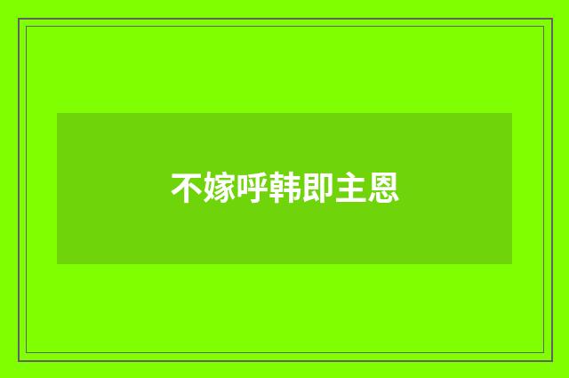 不嫁呼韩即主恩