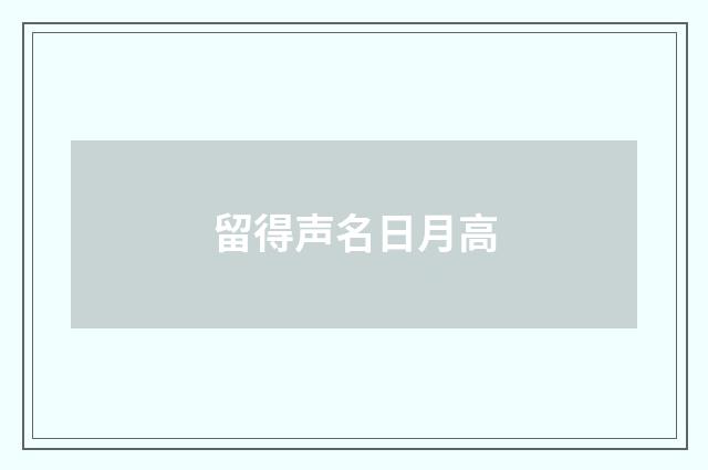 留得声名日月高