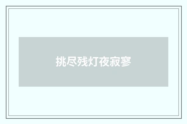 挑尽残灯夜寂寥