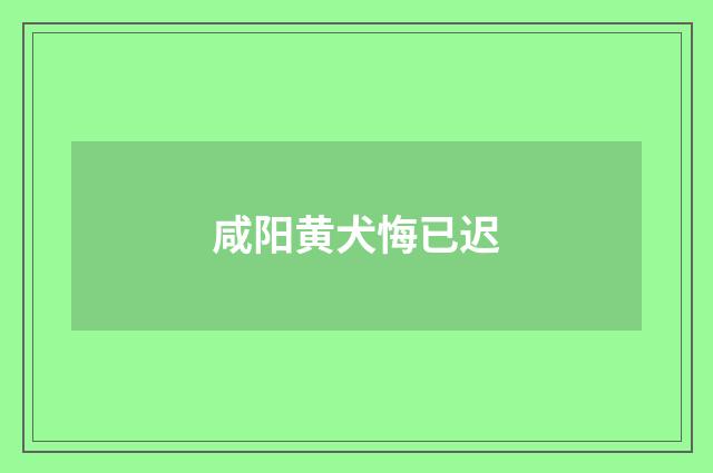 咸阳黄犬悔已迟