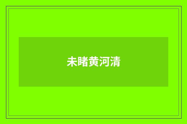 未睹黄河清