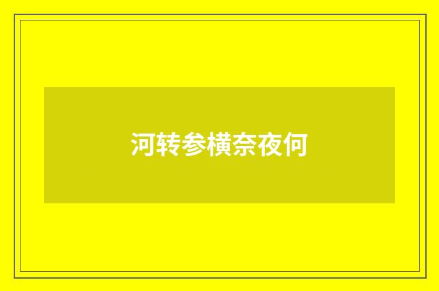 河转参横奈夜何