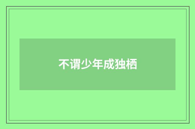 不谓少年成独栖