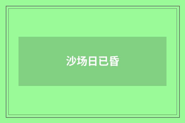 沙场日已昏
