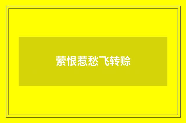 萦恨惹愁飞转赊