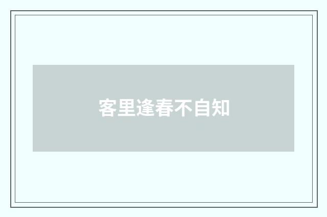 客里逢春不自知
