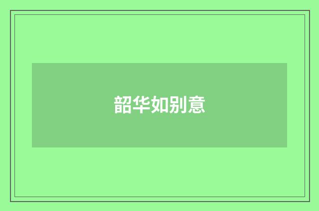 韶华如别意