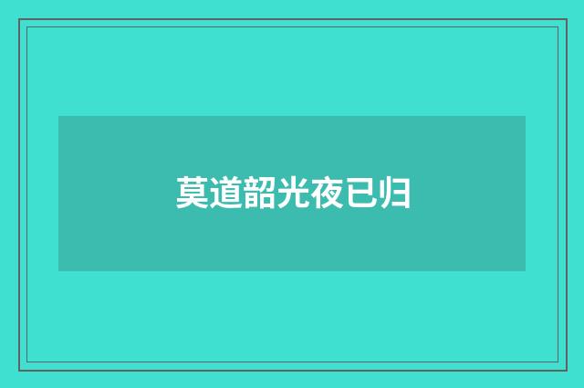 莫道韶光夜已归