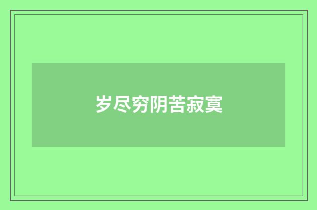 岁尽穷阴苦寂寞