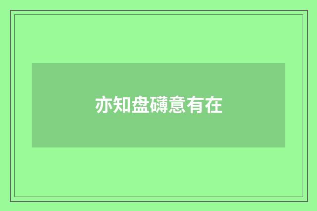 亦知盘礴意有在