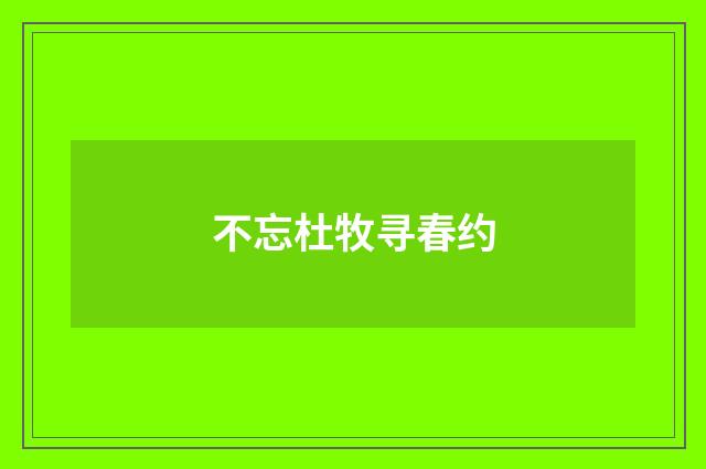 不忘杜牧寻春约