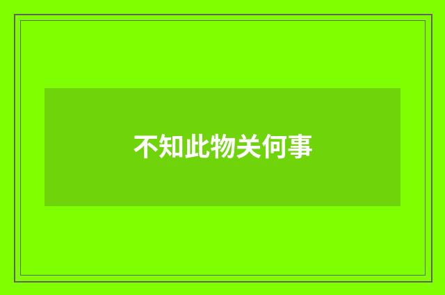 不知此物关何事