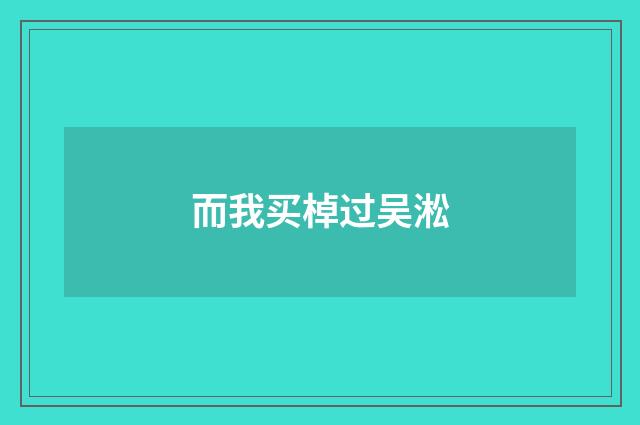 而我买棹过吴淞