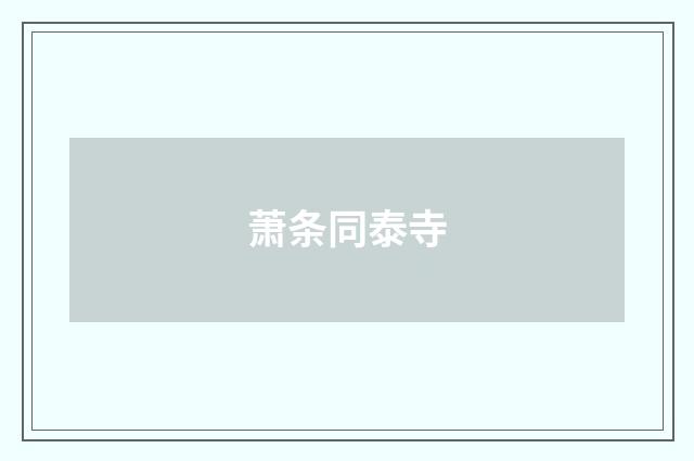 萧条同泰寺