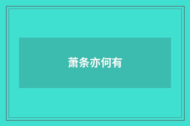 萧条亦何有