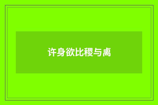 许身欲比稷与禼
