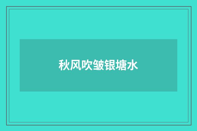 秋风吹皱银塘水
