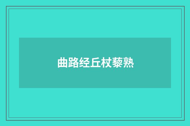 曲路经丘杖藜熟