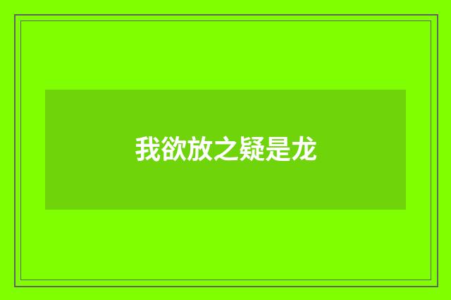 我欲放之疑是龙