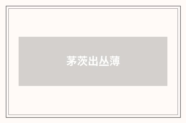 茅茨出丛薄