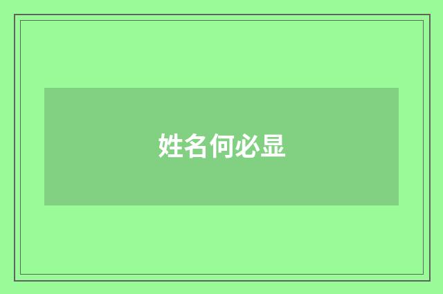 姓名何必显