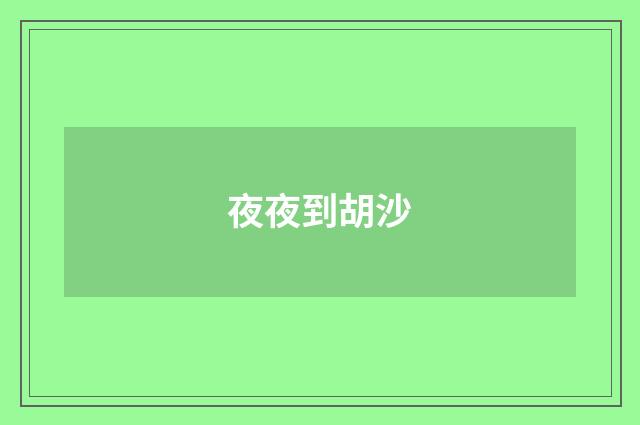 夜夜到胡沙
