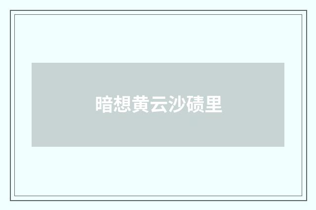 暗想黄云沙碛里