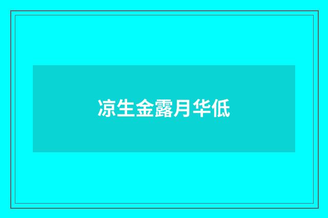 凉生金露月华低