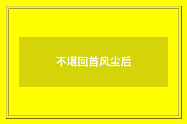 不堪回首风尘后