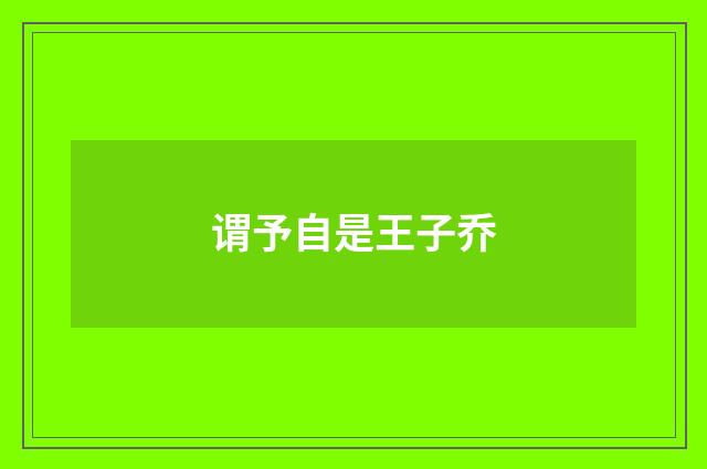 谓予自是王子乔