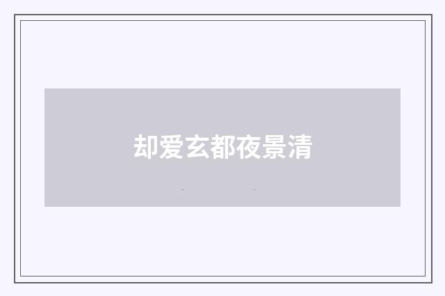 却爱玄都夜景清