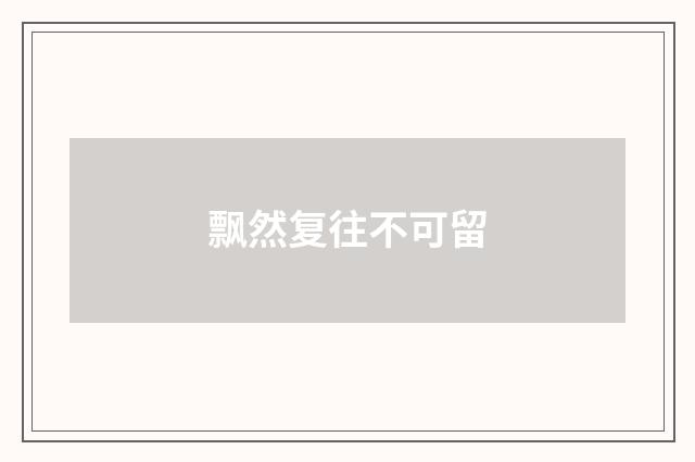 飘然复往不可留