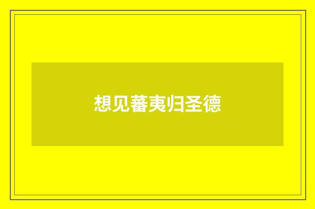 想见蕃夷归圣德