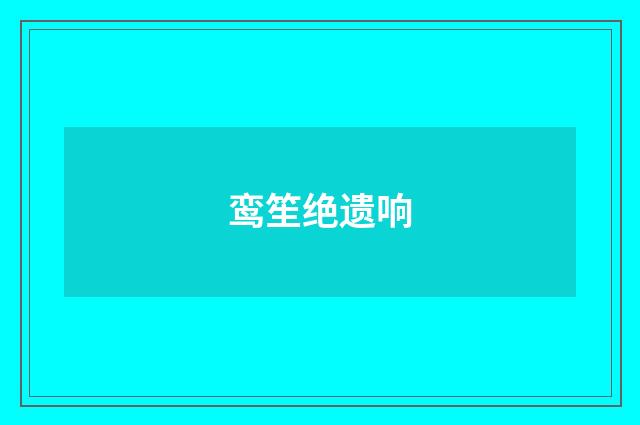 鸾笙绝遗响