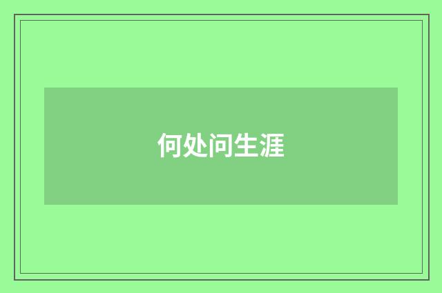 何处问生涯