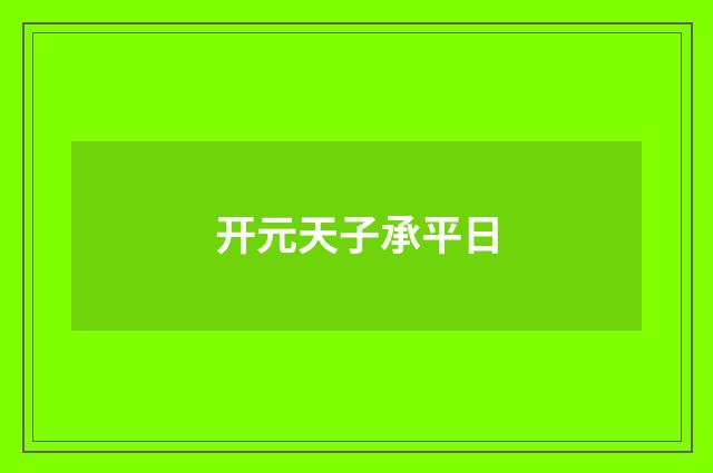 开元天子承平日