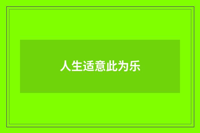 人生适意此为乐