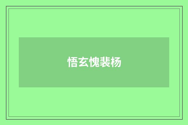 悟玄愧裴杨