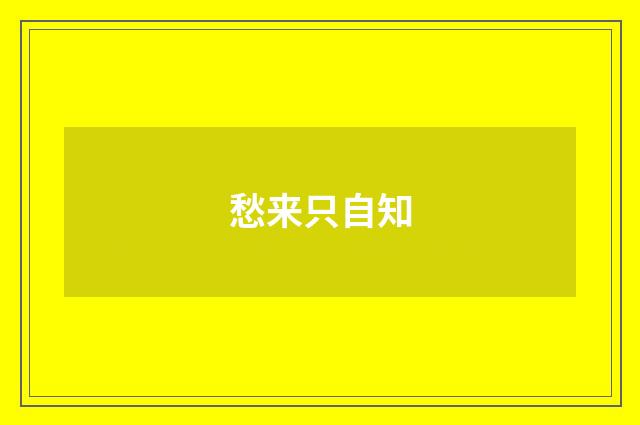 愁来只自知