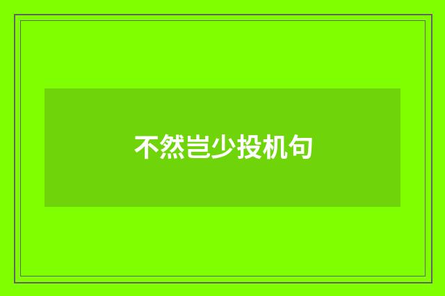 不然岂少投机句
