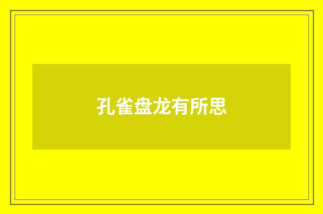 孔雀盘龙有所思
