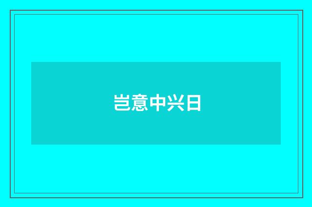 岂意中兴日