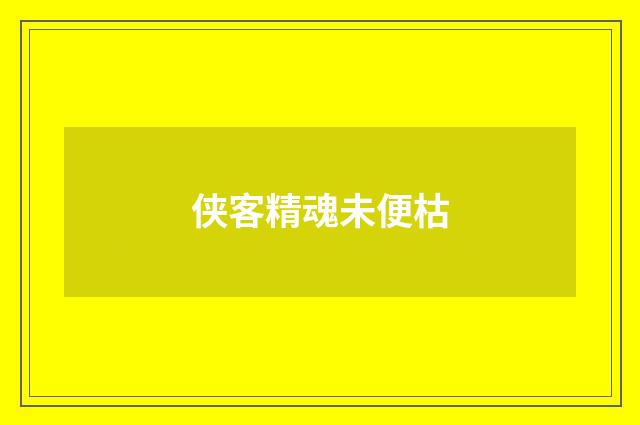 侠客精魂未便枯