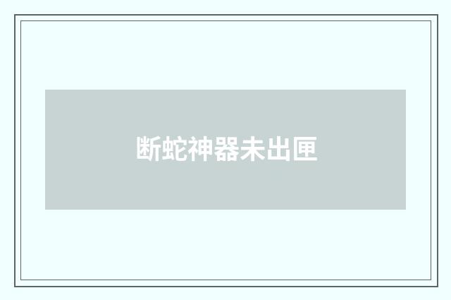断蛇神器未出匣