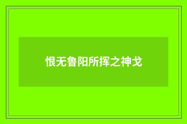 恨无鲁阳所挥之神戈