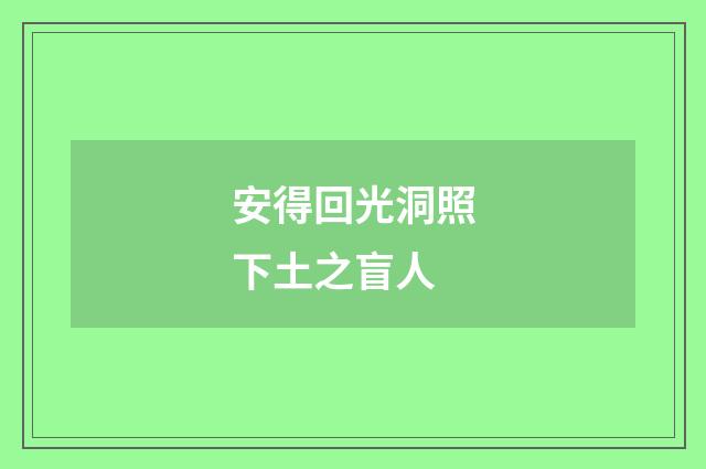 安得回光洞照下土之盲人